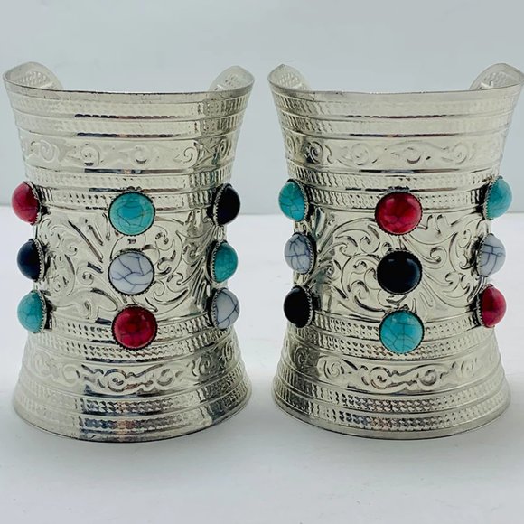 single Boho Cuff Kuchi Cuff Bracelet With Multicolor Stones - Picture 7 of 7